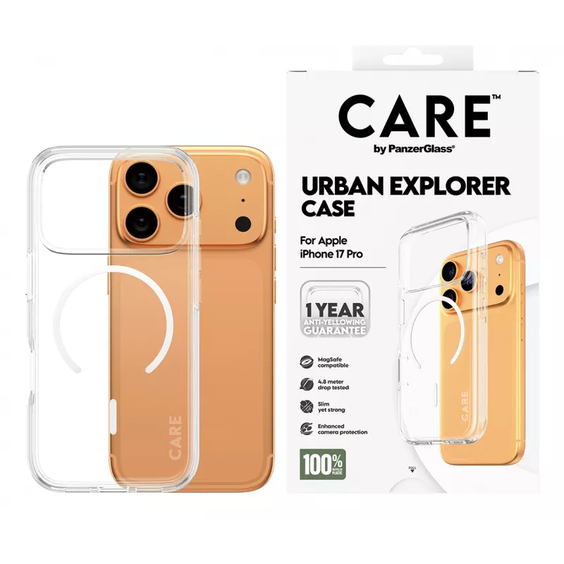 PanzerGlass CARE™ by ® Urban Explorer Case transparant met wit MagSafe iPhone 17 Pro
