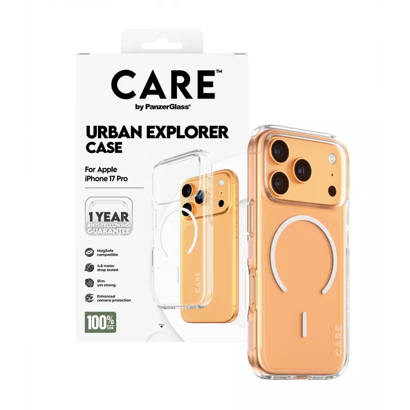 PanzerGlass CARE™ by ® Urban Explorer Case transparant met wit MagSafe iPhone 17 Pro