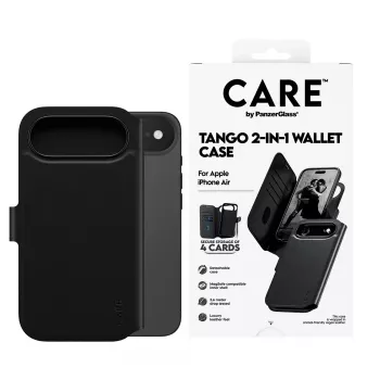 Portemonneehoes PanzerGlass CARE Tango 2-in-1 met MagSafe voor iPhone Air — zwart
