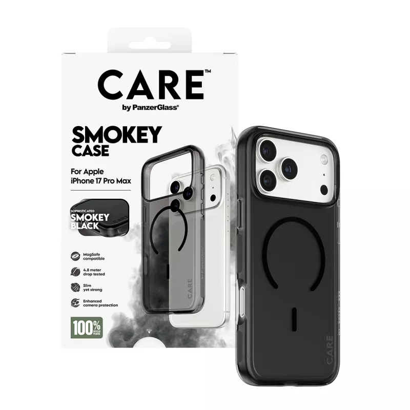 PanzerGlass CARE™ by ® Urban Explorer Case Smokey met zwart MagSafe iPhone 17 Pro Max