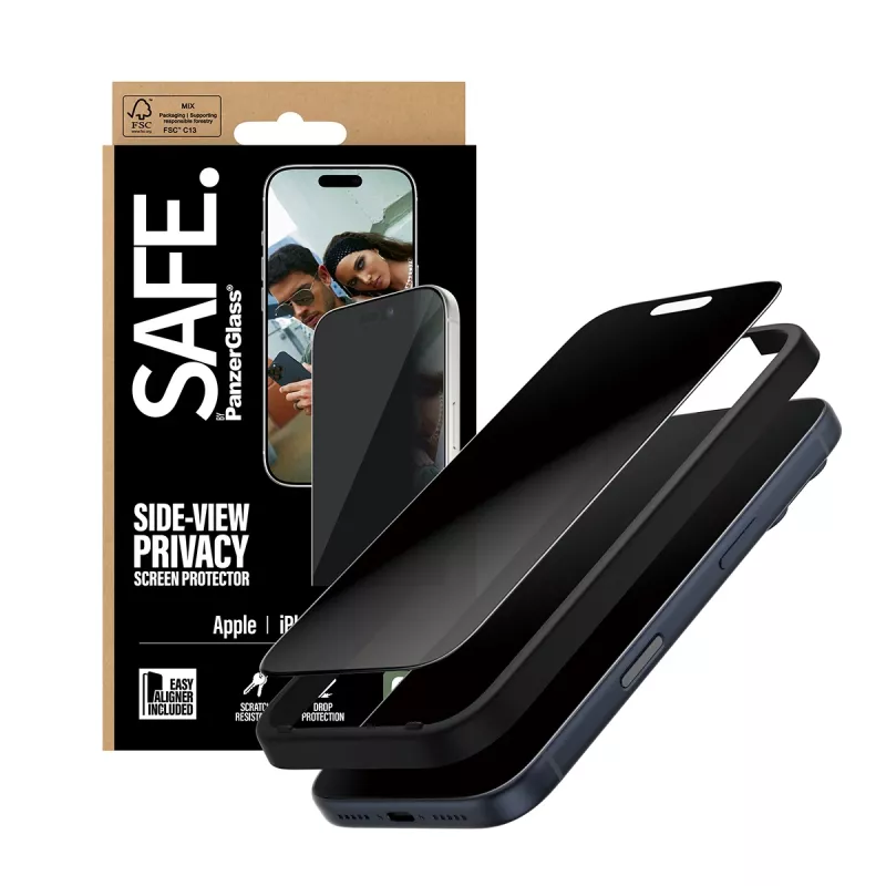 PanzerGlass SAFE. by ® 2-weg privacy schermbescherming iPhone 17 Pro | Ultra-Wide Fit met EasyAligner