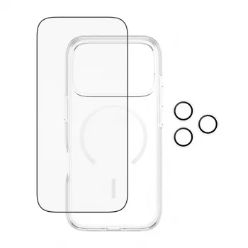 Schermbescherming bundel PanzerGlass CARE 3-in-1 Flagship Explorer voor iPhone 17 Pro – gehard glas, PET, silicone, transparant