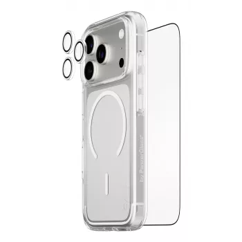 Schermbescherming bundel PanzerGlass CARE 3-in-1 Flagship Explorer voor iPhone 17 Pro – gehard glas, PET, silicone, transparant
