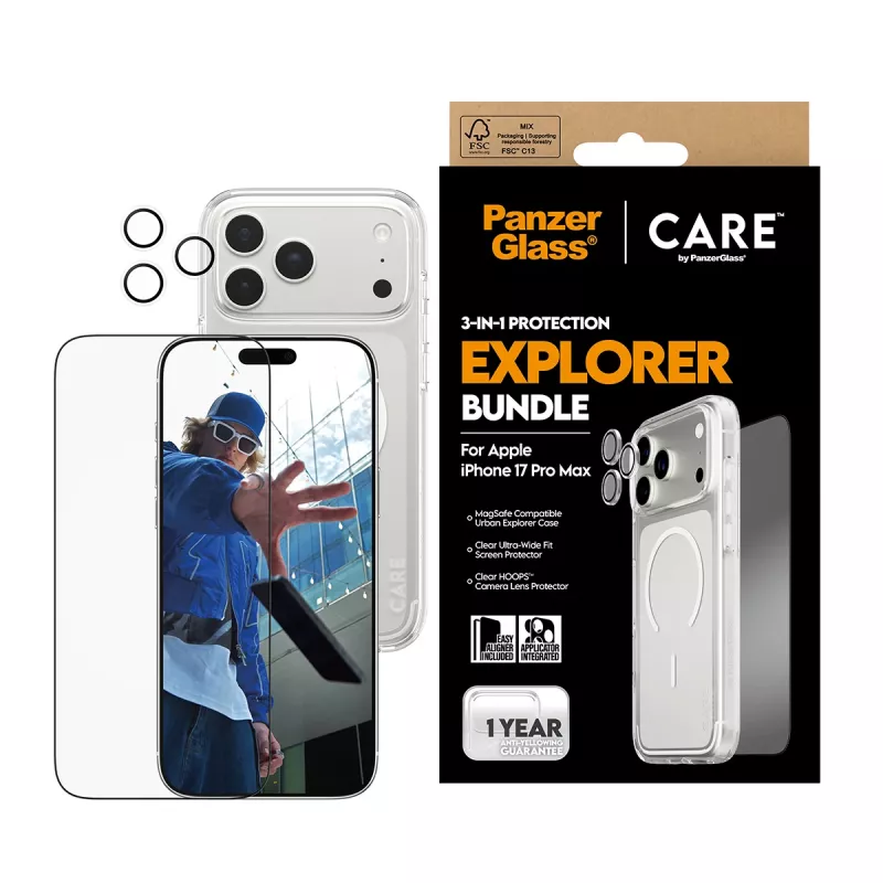 PanzerGlass ® | CARE by ® Flagship 3-in-1 Urban Explorer bundel iPhone 17 Pro Max
