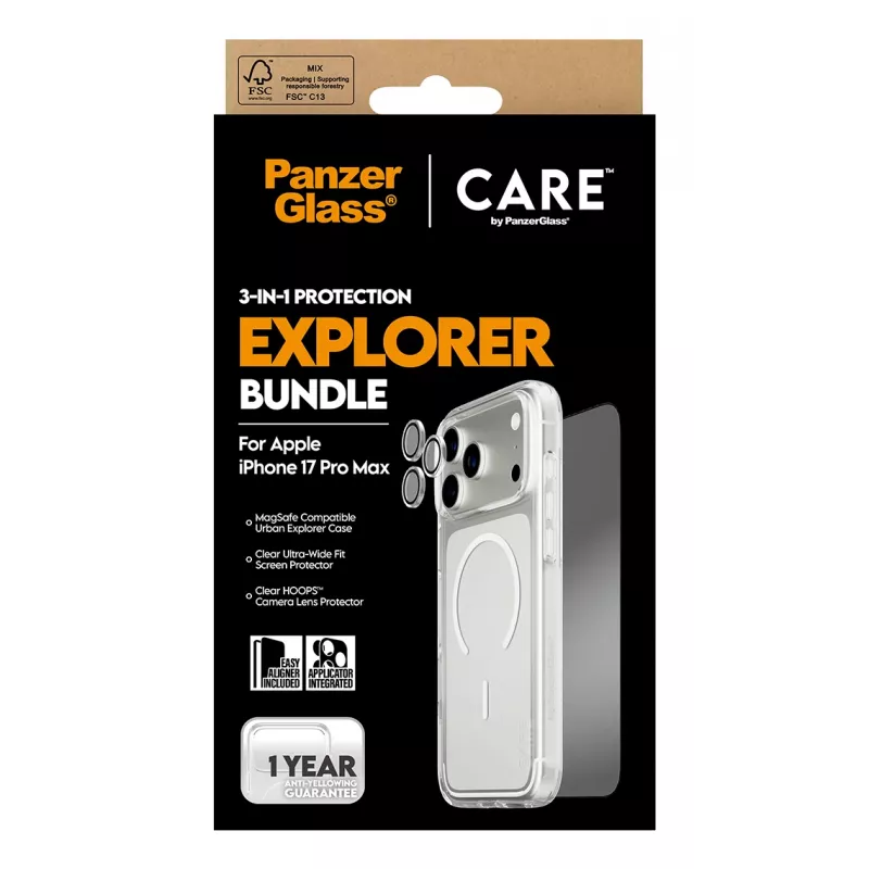 PanzerGlass ® | CARE by ® Flagship 3-in-1 Urban Explorer bundel iPhone 17 Pro Max
