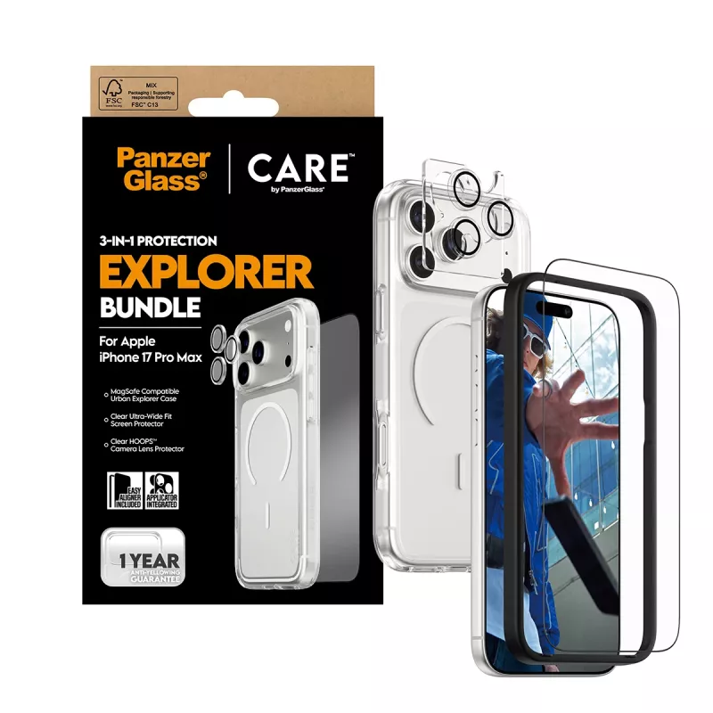 PanzerGlass ® | CARE by ® Flagship 3-in-1 Urban Explorer bundel iPhone 17 Pro Max
