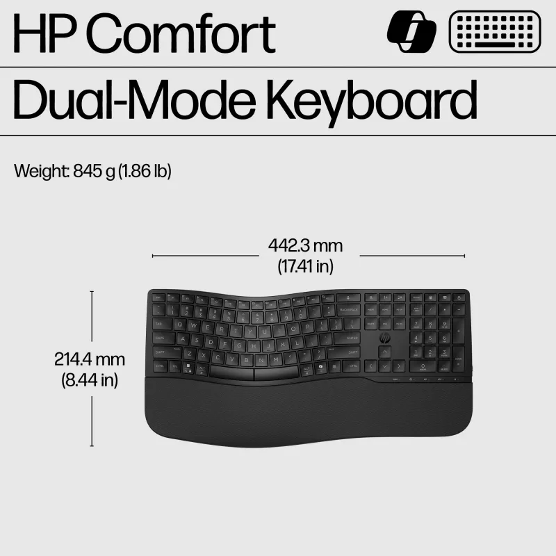 HP 685 Comfort dual-mode toetsenbord volledig formaat draadloos Bluetooth membraan