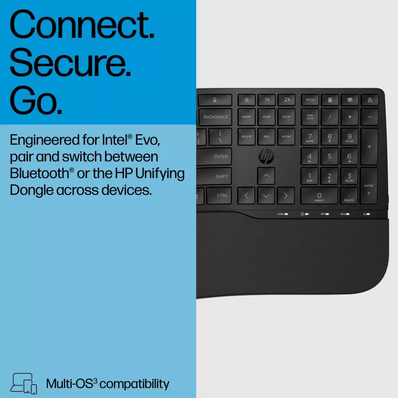 HP 685 Comfort dual-mode toetsenbord volledig formaat draadloos Bluetooth membraan