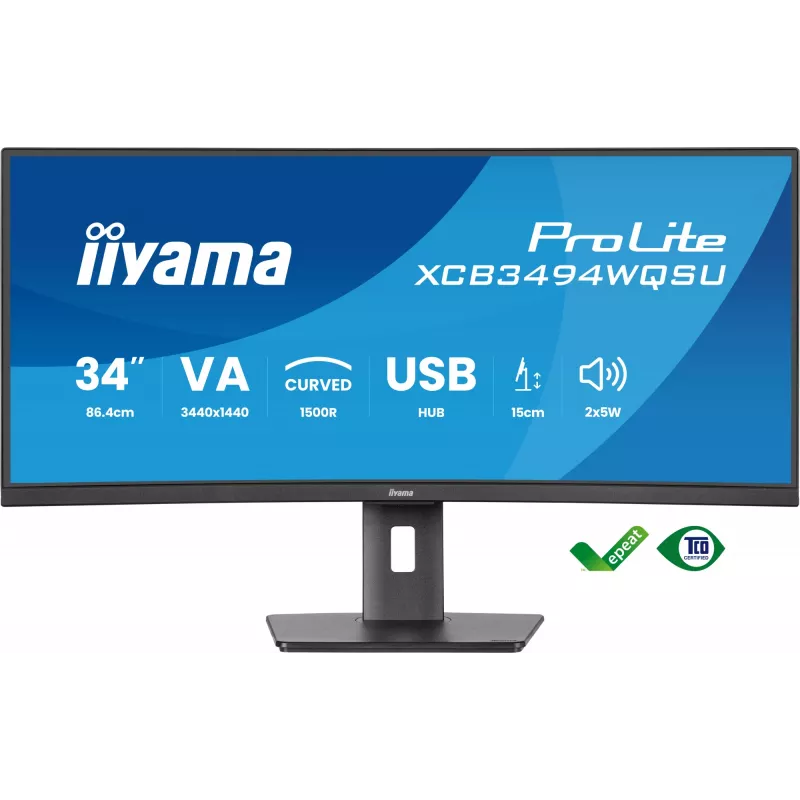 iiyama ProLite XCB3494WQSU-B1 computermonitor 86,4 cm (34 inch) 3440 x 1440 pixel UltraWide Quad HD LED zwart