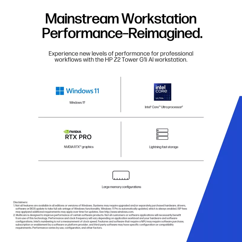 HP Z2 Tower G1i Intel Core Ultra 9 285 32 GB DDR5-SDRAM Windows 11 Pro Workstation KI-Workstation, KI-PC
