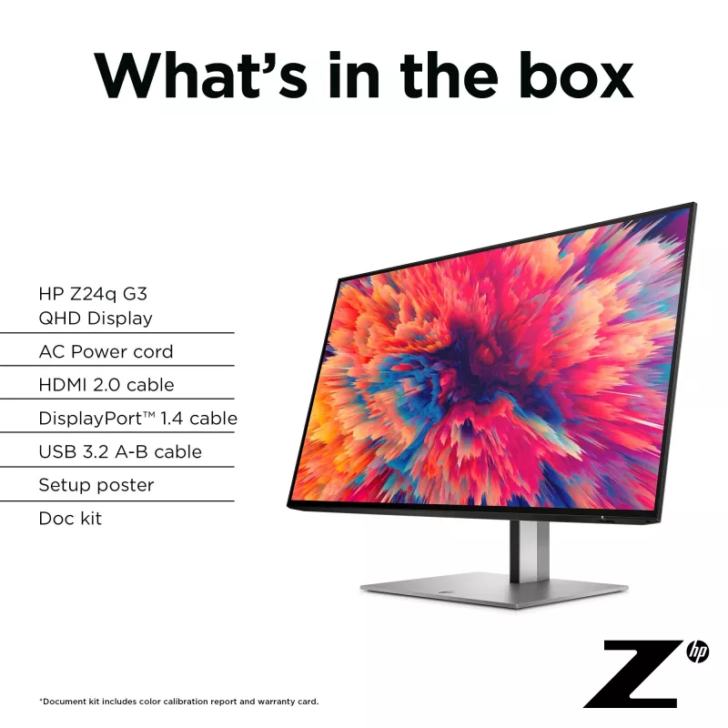HP Z24q G3 QHD-display, 60,5 cm (23,8 inch), 2560 x 1440 pixels, Quad HD, LCD, 5 ms, zilver