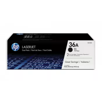 HP 36A 2-pack zwart originele LaserJet-tonercartridges, 4000 pagina's, zwart, 2 stk.