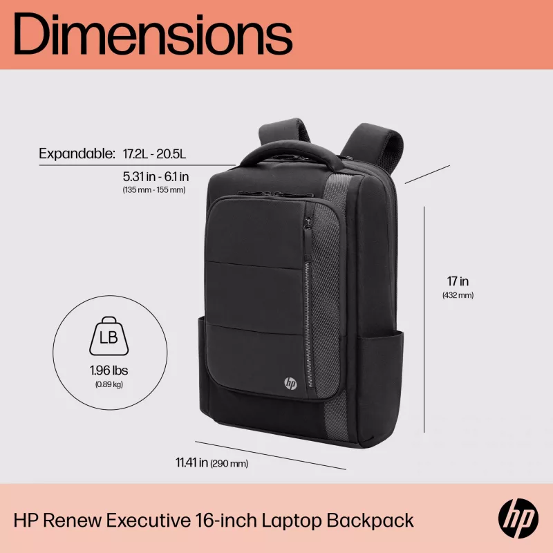 HP Renew Executive 16 inch laptoprugzak, rugzak, 40,9 cm (16,1 inch), 890 g