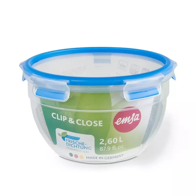 EMSA CLIP & CLOSE N10114 ronde bak 2,6 L blauw, transparant 1 stuk