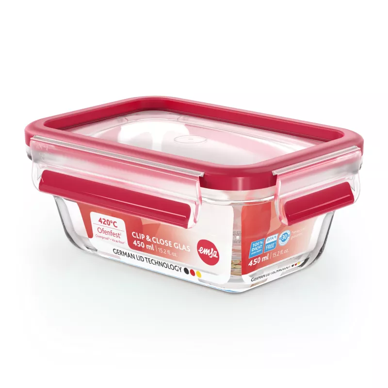 EMSA CLIP & CLOSE N10405 rechthoekige doos 0,8 l transparant, 1 stk.