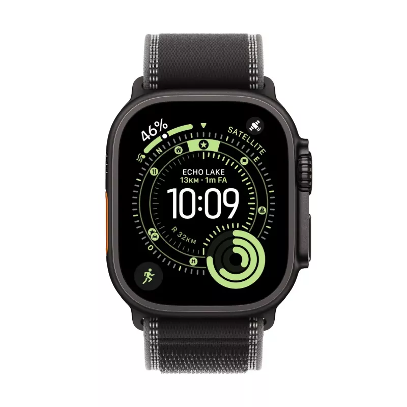 Apple Watch Ultra 3 MF1D4QF/A GPS + Cellular 49 mm zwarte titanium behuizing met zwart/antraciet Trail Loop S/M