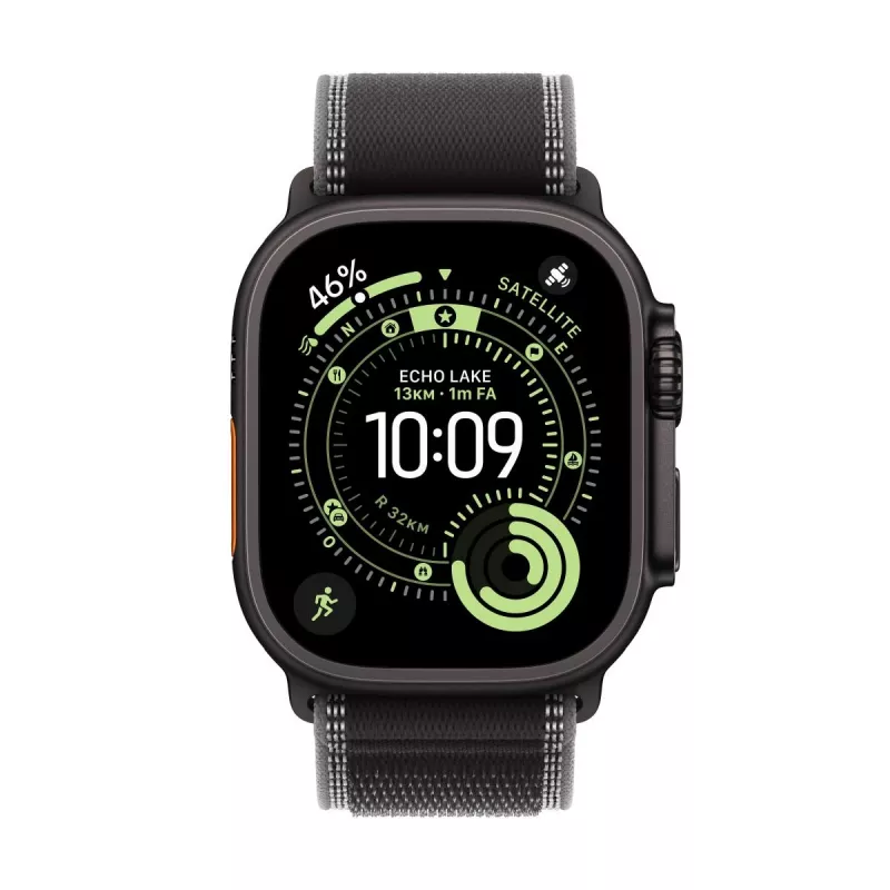 APPLE Watch Ultra 3 (2025) LTE 49mm titanium behuizing met Trail Loop M/L - zwart/donkergrijs