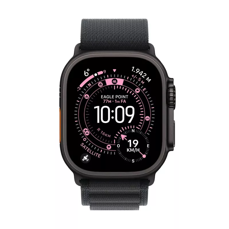 Smartwatch Apple Watch Ultra 3 GPS + Cellular 49mm Black Titanium behuizing met Black Alpine Loop Medium