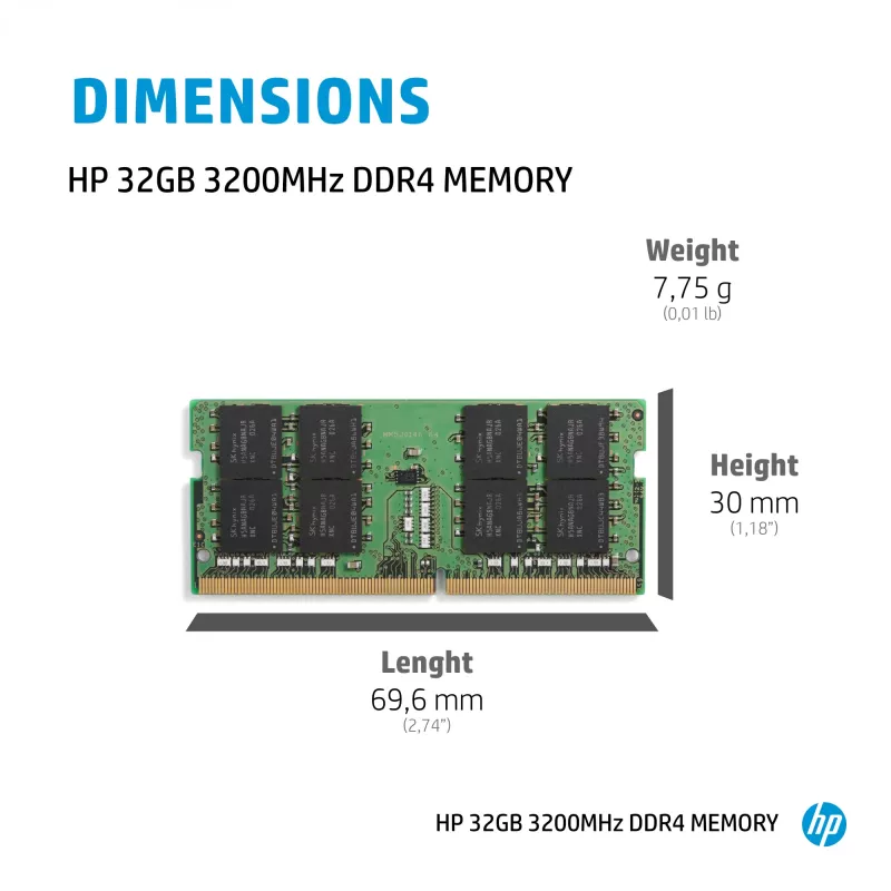 HP DDR4 - module - 32 GB - SO DIMM 260-PIN - 3200 MHz / PC4-25600