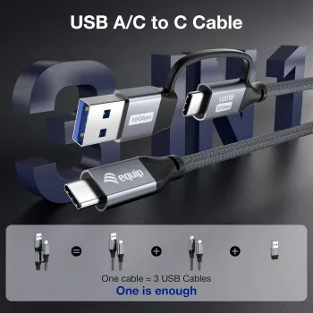 Equip 128431 USB-kabel USB 3.2 Gen 2x2 1 m USB A/USB C USB C zwart