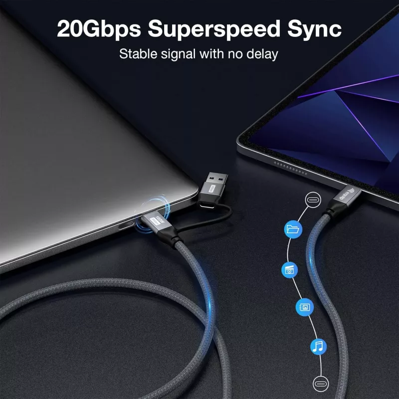Equip 128433 USB-kabel USB 3.2 Gen 2x2 3 m USB A/USB C USB C zwart