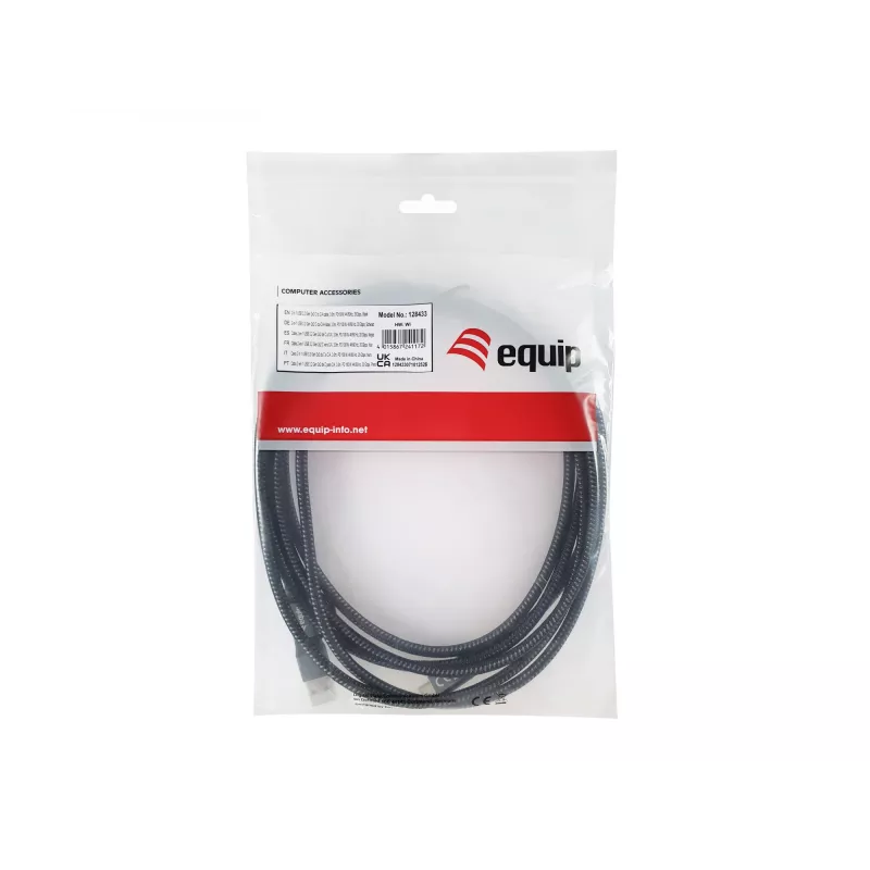 Equip 128433 USB-kabel USB 3.2 Gen 2x2 3 m USB A/USB C USB C zwart