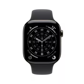 APPLE Watch Series 11 GPS + Cellular 46mm leisteen titanium behuizing met zwarte sportband M/L