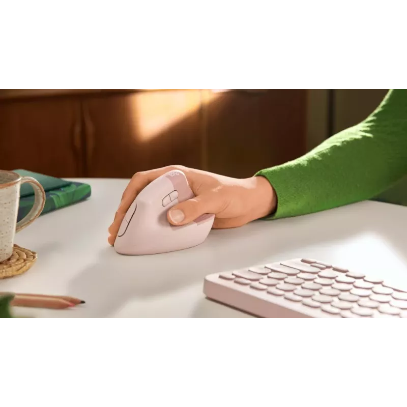 LOGITECH Lift Rechtshandige muis Draadloos Rosé / Donkerrosé