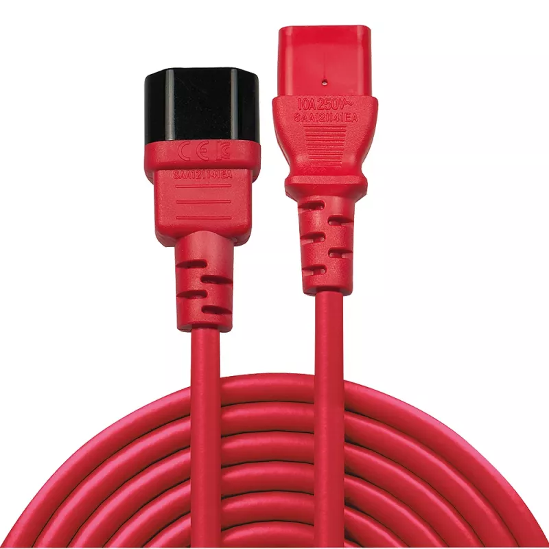 Lindy 1m IEC-verlengsnoer, Rood