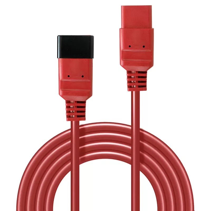 Lindy 1m IEC C19 naar C20 verlengsnoer, Rood