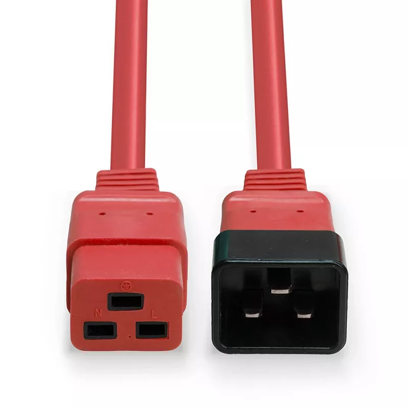 Lindy 1m IEC C19 naar C20 verlengsnoer, Rood