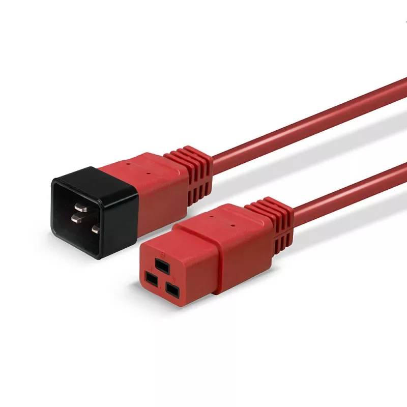 Lindy 1m IEC C19 naar C20 verlengsnoer, Rood