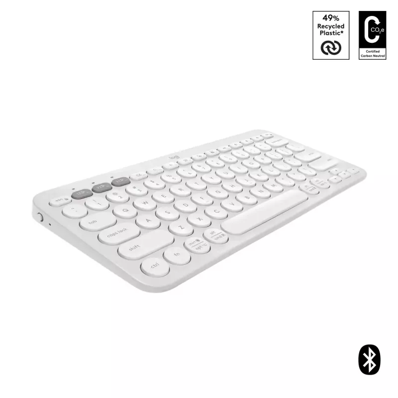 Compact mini-toetsenbord Logitech Pebble Keys 2 K380s — RF draadloos + Bluetooth, QWERTY US International, wit