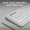 Compact mini-toetsenbord Logitech Pebble Keys 2 K380s — RF draadloos + Bluetooth, QWERTY US International, wit