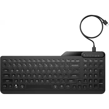 HP 405 multi-device verlicht bedraad toetsenbord, volledig formaat (100%), bedraad, USB, membraan, QWERTY, zwart