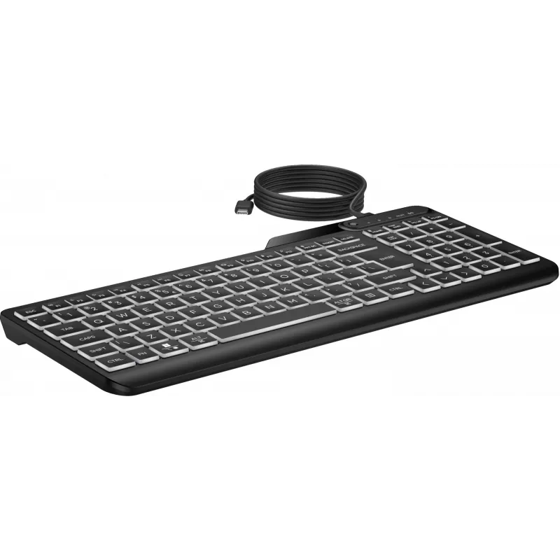 HP 405 multi-device verlicht bedraad toetsenbord, volledig formaat (100%), bedraad, USB, membraan, QWERTY, zwart