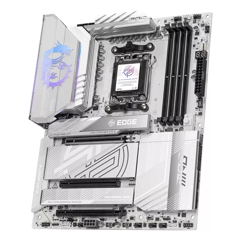 Moederbord MSI MPG X870E EDGE TI WIFI, AMD X870E-chipset, socket AM5, ATX, DDR5, 4×DIMM, Wi‑Fi 7, 5Gb LAN, 4×M.2