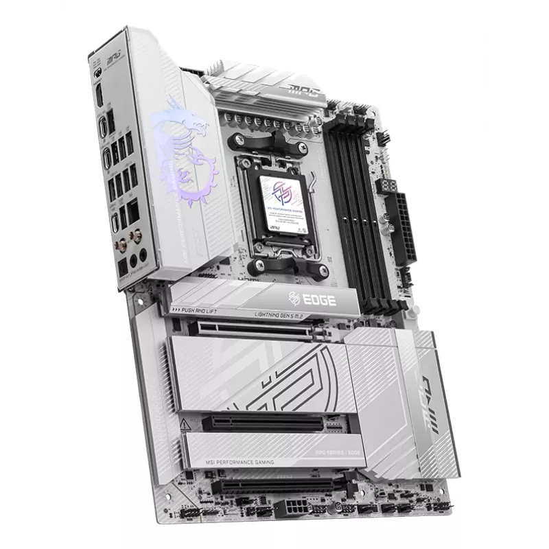Moederbord MSI MPG X870E EDGE TI WIFI, AMD X870E-chipset, socket AM5, ATX, DDR5, 4×DIMM, Wi‑Fi 7, 5Gb LAN, 4×M.2