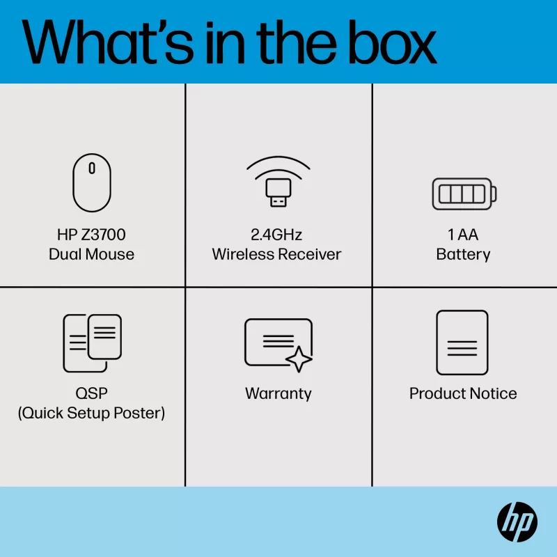 HP Z3700 Dual zilveren muis, voor beide handen, RF draadloos + Bluetooth, zilver