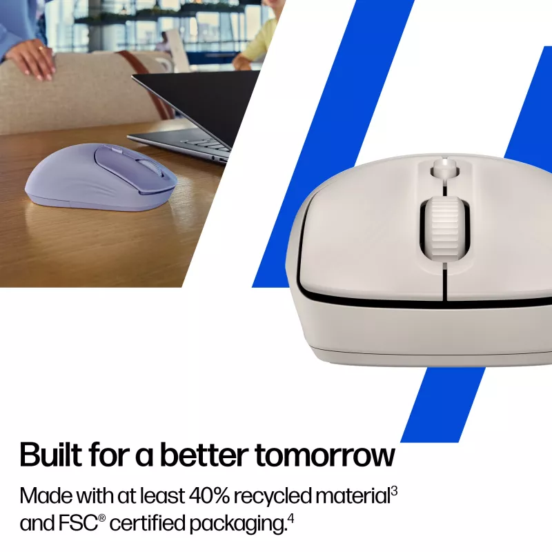 HP 400 Stille Maple draadloze muis, voor beide handen, RF draadloos + Bluetooth, 6000 DPI, beige