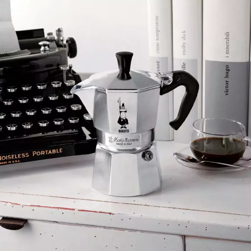 Mokapot BIALETTI Moka Express aluminium 2-kops (100 ml) zwart