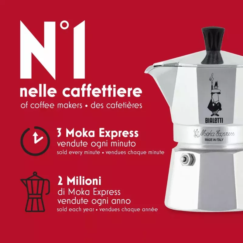Mokapot BIALETTI Moka Express aluminium 2-kops (100 ml) zwart