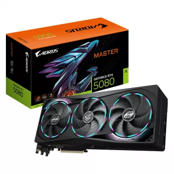 GIGABYTE AORUS GeForce RTX 5080 MASTER 16G Grafische kaart - 16GB GDDR7, 256bit, PCI-E 5.0, 2805MHz Core Clock, 3 x DisplayPort, 1 x HDMI, GV-N5080AORUS M-16GD