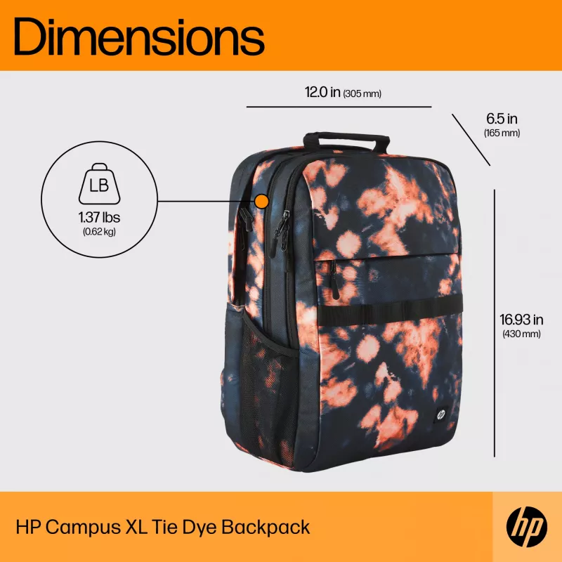 Vrijetijdsrugzak HP Campus XL Tie Dye rugzak zwart polyester