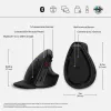 HP 920 ergonomische draadloze muis, rechtshandig, verticaal ontwerp, Bluetooth + USB Type-A, 4000 DPI, zwart