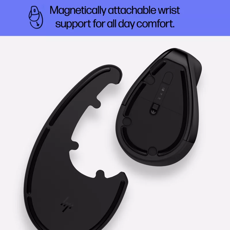 HP 920 ergonomische draadloze muis, rechtshandig, verticaal ontwerp, Bluetooth + USB Type-A, 4000 DPI, zwart