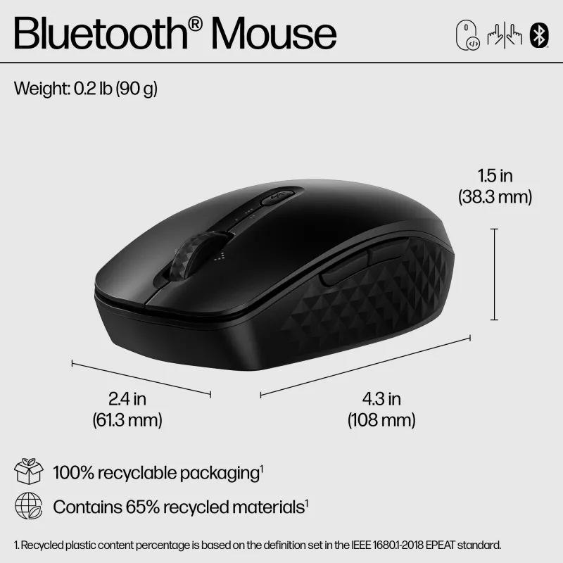 HP 420 programmeerbare Bluetooth-muis, dubbelhandig, Bluetooth, 4000 DPI, zwart