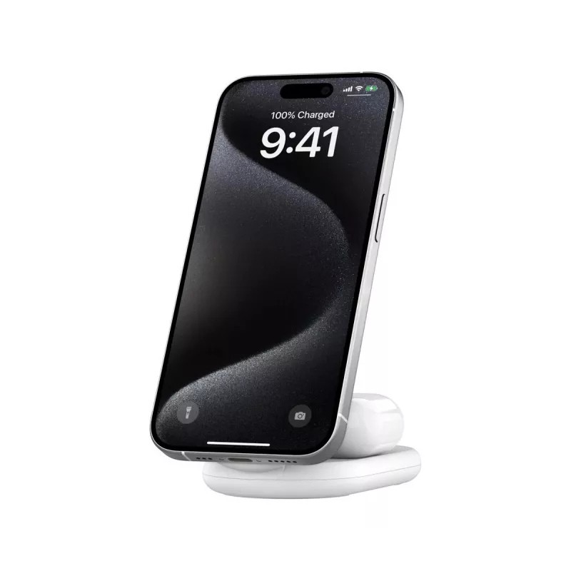 BELKIN Boostcharge Qi2 15w Magnetic 2in1 Standaard – wit