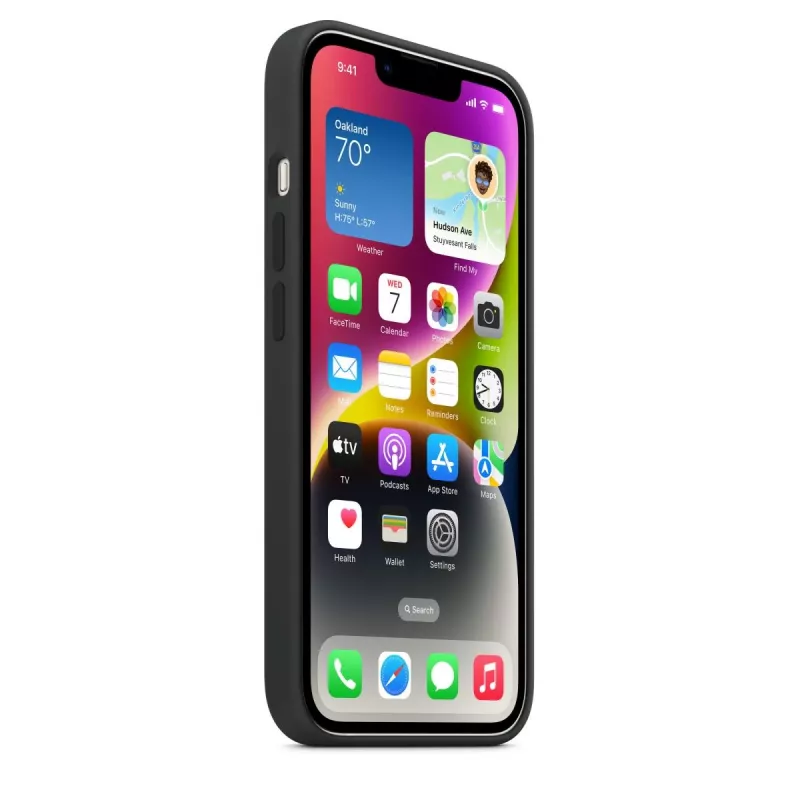 Cover Apple iPhone 14 siliconen case met MagSafe middernacht