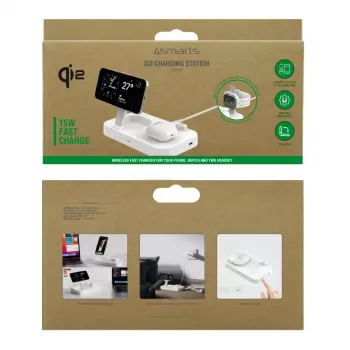 Draadloze oplader 4smarts Qi2 Universeel Wit Sneloplader Binnen AC 12V